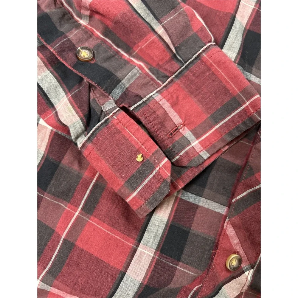 Levi's Plaid Button Down Shirt Men's Side XL Red Long Sleeve